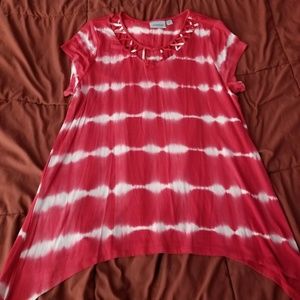 Red and White Plus Size Top